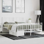 Metal Bed Frame without Mattress with Footboard White 140x190cm 352547