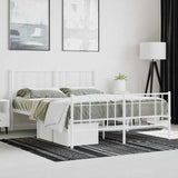 Metal Bed Frame without Mattress with Footboard White 140x190cm 352547