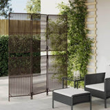 Room Divider 3 Panels Brown Poly Rattan 365373
