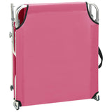 ZNTS Folding Sun Lounger with Canopy Pink Aluminium 310363