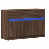 TV Cabinet with LED Brown Oak 91x34x61 cm Engineered Wood 852186