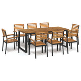 9 Piece Garden Dining Set Solid Wood Acacia and Metal 3155405