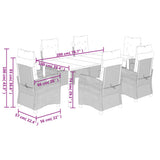 7 Piece Garden Dining Set with Cushions Grey Poly Rattan 3212879