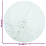 Table Top White 80x1 cm Tempered Glass with Marble Design 322250