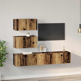 TV Cabinet Set Wall-mounted 4 pcs Old Wood Engineered Wood 3393393