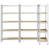 5-Layer Storage Shelves 3 pcs Silver Steel&Engineered Wood 3307590