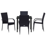 Garden Dining Set 5 pcs Black Powder-Coated Steel 3379402