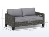 Two-Seater Rattan Outdoor Sofa - Dark Grey T3398P314763