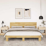Bed Frame with Headboard without Mattress 200x200 cm Solid Wood Oak 3315726