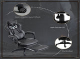 Computer Gaming Chair, Racing Desk Chair Lumbar Support and Footrest, PU Leather Gamer Chair T3398P328205