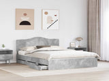 Bed Frame with Drawer Concrete Grey 160 x 200 cm Engineer Wood 3413397