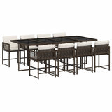9 Piece Garden Dining Set with Cushions Brown Poly Rattan 3211461