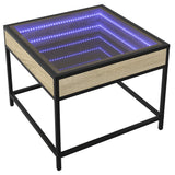 ZNTS Coffee Table with Infinity LED Sonoma Oak 50x50x41 cm 847678