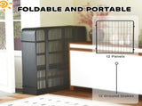 12-Panel Solid Dog Playpen with Doors, for Medium Dogs, 80cm High, Black T3398P349748