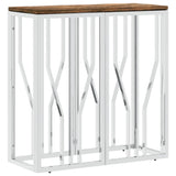 Console Table Silver Stainless Steel and Solid Wood Reclaimed 350037