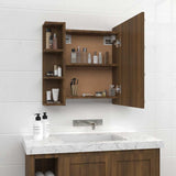 Mirror Cabinet with LED Brown Oak 70x16.5x60 cm 820453