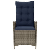 Reclining Garden Chair with Cushions Grey Poly Rattan 365263