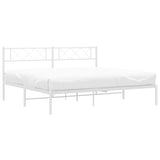 Metal Bed Frame without Mattress with Headboard White 193x203cm 372332