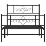 Metal Bed Frame without Mattress with Footboard Black 107x203cm 355281
