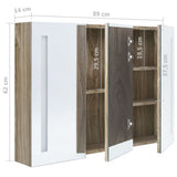 LED Bathroom Mirror Cabinet 89x14x62 cm Oak 326529