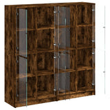 Bookcase with Doors Smoked Oak 136x37x142 cm Engineered Wood 3206521