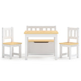 4 Piece Children Table and Chair Set White and Beige MDF 10412