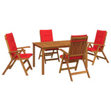 5-Piece Garden Dining Set Natural Solid Acacia Wood 3434570