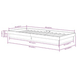 Bed Frame without Mattress White Solid Wood Single 819938