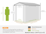 4.4ft x 6.2ft Aluminium Frame and Plastic Wall Shed, with Foundation - Grey T3398P325276