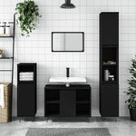 ZNTS 3 Piece Bathroom Furniture Set Black Engineered Wood 3190300