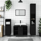 ZNTS 3 Piece Bathroom Furniture Set Black Engineered Wood 3190300