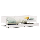 Daybed with Drawers without Mattress White 90x190 cm Single Solid Wood 3302097