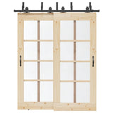 Sliding Door Hardware Kit 183 cm Steel Black 3295729