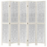 Room Divider 5 Panels White Solid Wood Paulownia 358678