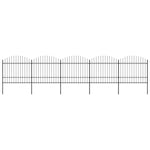 ZNTS Garden Fence with Spear Top Steel x8.5 m Black 277743