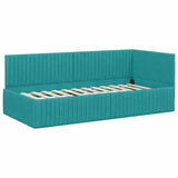Corner Bed Frame with Headboard Turquoise 90 x 200 cm Velvet 42016274