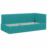 Corner Bed Frame with Headboard Turquoise 90 cm x 200 cm Velvet 42016274