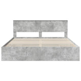 Bed Frame with Drawer Concrete Grey 200 x 200 cm Engineer Wood 3407952