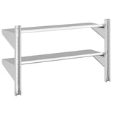 ZNTS 2-Tier Wall Shelf 100x30x60 cm Silver Stainless Steel 30310