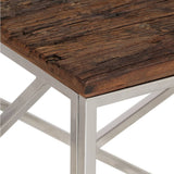 Coffee Table Silver Stainless Steel and Solid Sleeper Wood 349941
