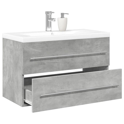 ZNTS 2 Piece Bathroom Furniture Set Concrete Grey Engineered Wood 3324921