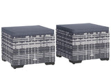 Set of 2 Rattan Storage Ottoman, Outdoor Footstool with Removable Cushions, Garden Storage Seat for T3398P325086