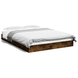 Bed Frame without Mattress Smoked Oak 140x200 cm Engineered Wood 842025
