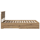 Bed Frame with Drawer Artisan Oak 135 x 190 cm Engineered Wood 3408280