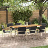 Garden Dining Set 9 pcs Solid Acacia Wood and Stainless Steel 3334820