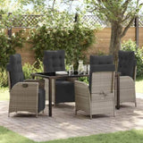 Garden Dining Set with Cushion 5 pcs Light Grey Poly Rattan 3380571