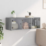 Wall Cabinet with Glass Doors Grey Sonoma 102x37x35 cm 836516