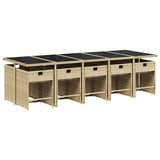11 Piece Garden Dining Set with Cushions Beige Poly Rattan 3211114
