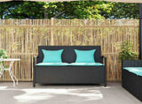 Garden Storage Bench with Cushion Black Poly Rattan 4104219