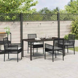 Garden Dining Set with Cushion 5 pcs Black Poly rattan 3379866